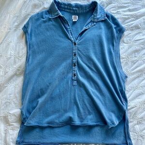 BDG Blue Sleeveless Button Down Shirt